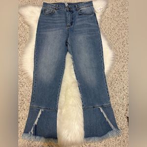 NWT Design Lab Raw Hem Flare Bottom Jean